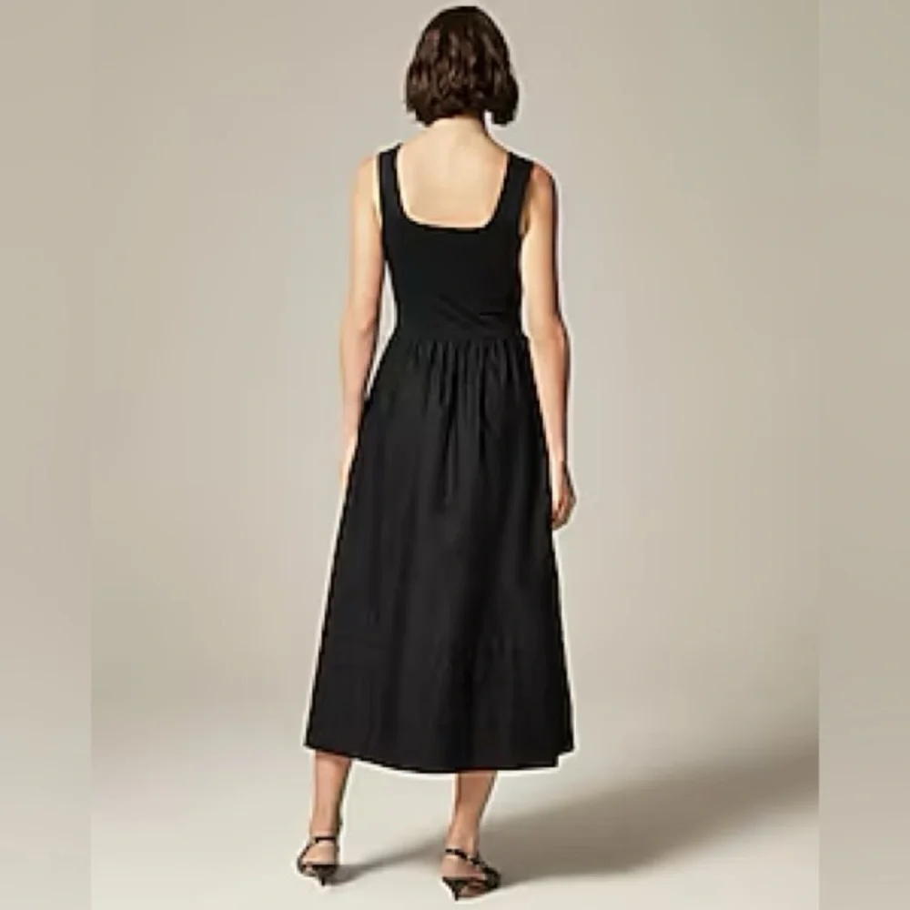 J Crew women’s Drop waist mixy dress square neck black lined Size PM NWT - Picture 2 of 9